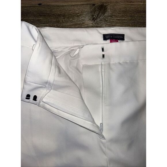 Vince Camuto Women's White Textured Pants Front Zip Straight Wide Leg, Size 4. N - Picture 3 of 9